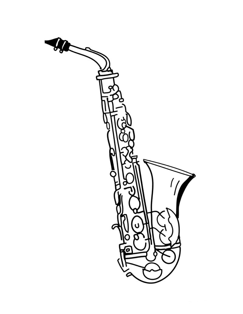 Pretty Saxophones] Coloring Page
